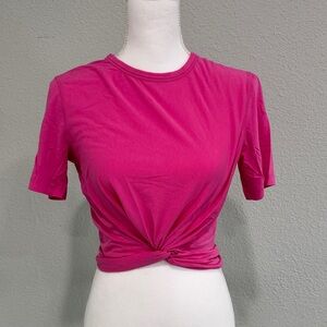 Women’s Knot-Front Crewneck Tee - Hot Pink